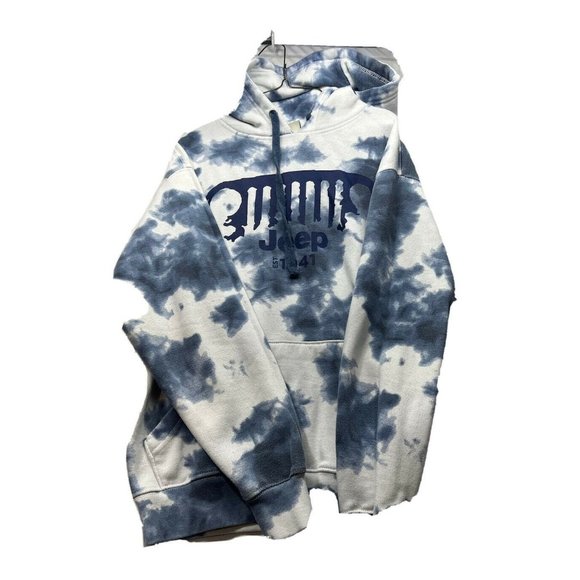 Southern Spirit Sweaters - Southern Spirit Womens Hoodie Tie Dye Blue White Jeep Size Small Long Sleeve